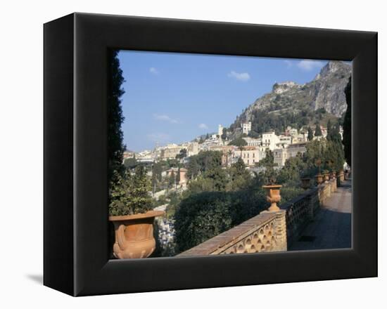 Taormina from the Public Gardens, Island of Sicily, Italy, Mediterranean-Sheila Terry-Framed Premier Image Canvas