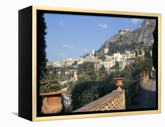 Taormina from the Public Gardens, Island of Sicily, Italy, Mediterranean-Sheila Terry-Framed Premier Image Canvas