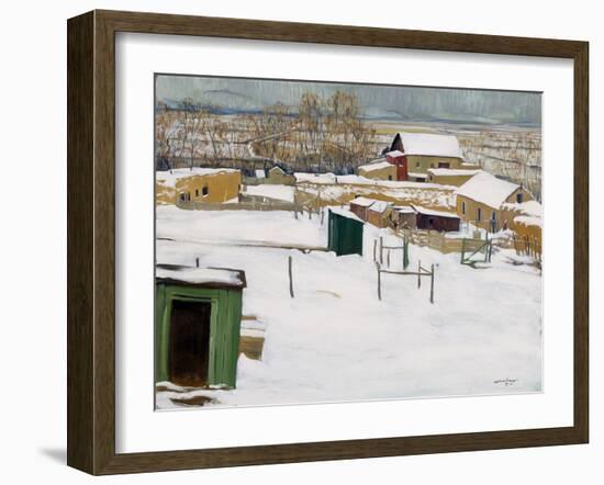 Taos in the Snow, C.1914-20 (Oil on Canvas)-Walter Ufer-Framed Giclee Print