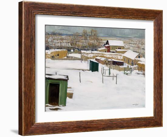 Taos in the Snow, C.1914-20 (Oil on Canvas)-Walter Ufer-Framed Giclee Print
