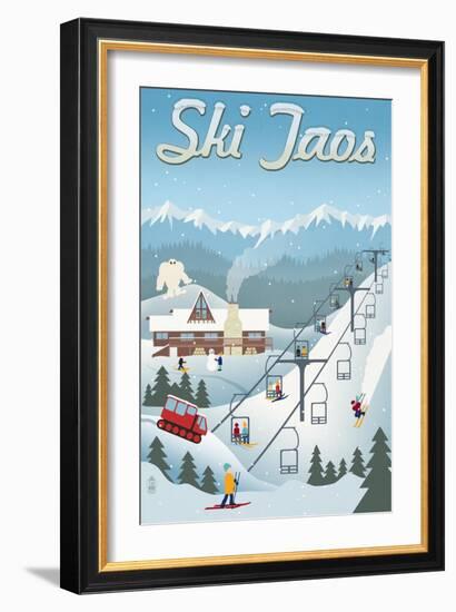 Taos, New Mexico - Retro Scene-Lantern Press-Framed Art Print