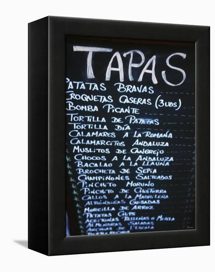 Tapas Menu on Blackboard in a Bar-Martin Skultety-Framed Premier Image Canvas