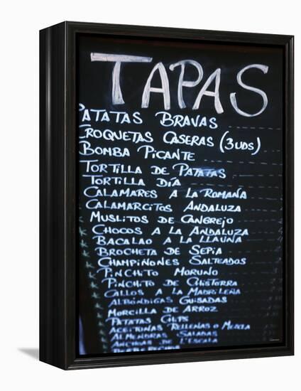 Tapas Menu on Blackboard in a Bar-Martin Skultety-Framed Premier Image Canvas