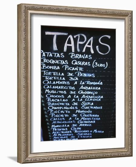 Tapas Menu on Blackboard in a Bar-Martin Skultety-Framed Photographic Print