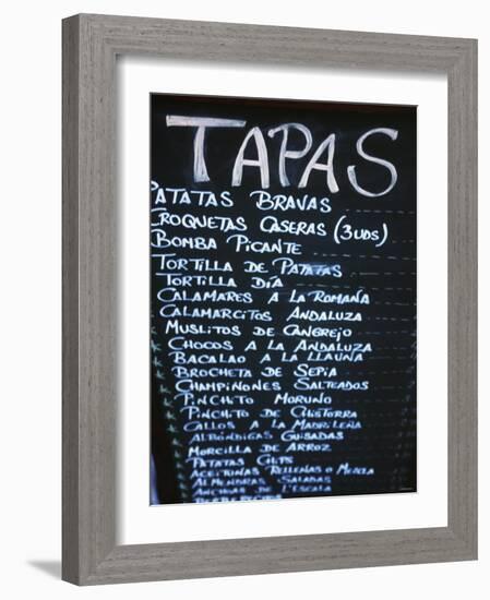 Tapas Menu on Blackboard in a Bar-Martin Skultety-Framed Photographic Print