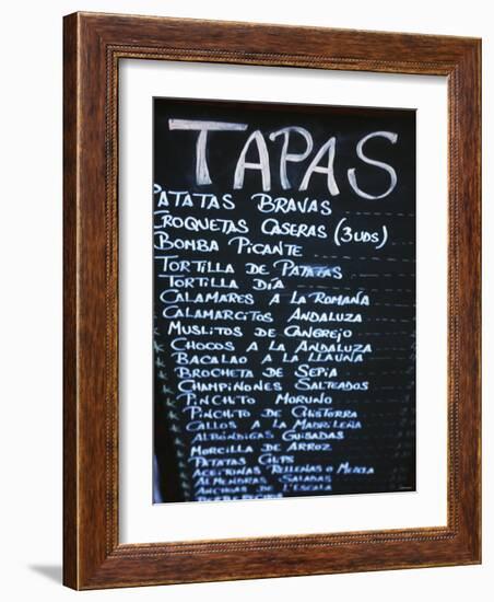 Tapas Menu on Blackboard in a Bar-Martin Skultety-Framed Photographic Print