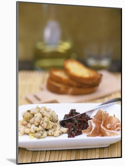 Tapas Plate: Beans with Lime, Olive Tapenade, Ham-Louise Lister-Mounted Photographic Print