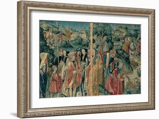 Tapestry with Hunting Scene, Flemish, 1470-1480. Urbino, Italy-Flemish weavers-Framed Art Print