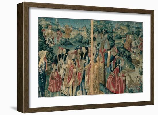 Tapestry with Hunting Scene, Flemish, 1470-1480. Urbino, Italy-Flemish weavers-Framed Art Print