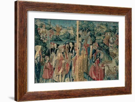 Tapestry with Hunting Scene, Flemish, 1470-1480. Urbino, Italy-Flemish weavers-Framed Art Print