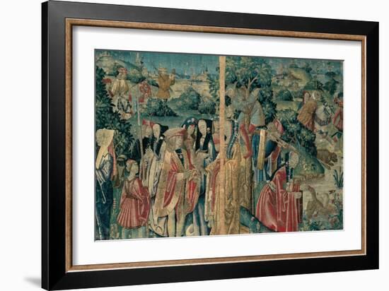 Tapestry with Hunting Scene, Flemish, 1470-1480. Urbino, Italy-Flemish weavers-Framed Art Print