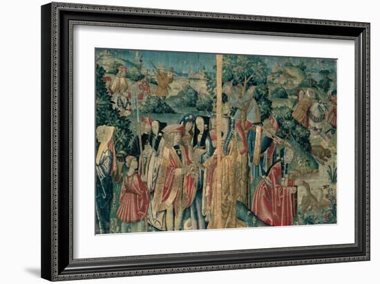 Tapestry with Hunting Scene, Flemish, 1470-1480. Urbino, Italy-Flemish weavers-Framed Art Print