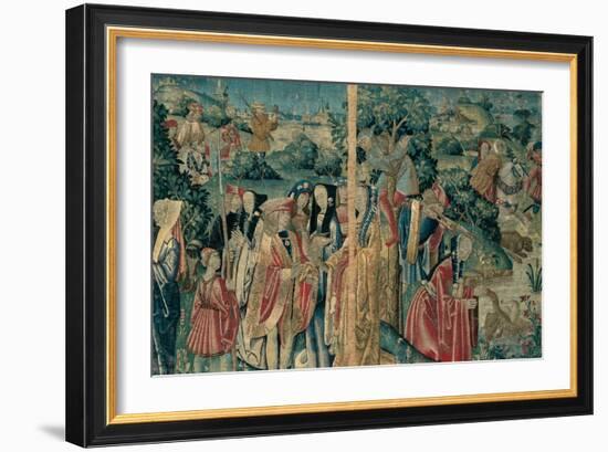 Tapestry with Hunting Scene, Flemish, 1470-1480. Urbino, Italy-Flemish weavers-Framed Art Print