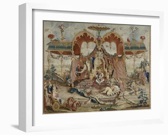 Tapisserie : L'audience du Prince, 1ère pièce de la tenture chinoise-Guy-Louis Vernansal-Framed Giclee Print