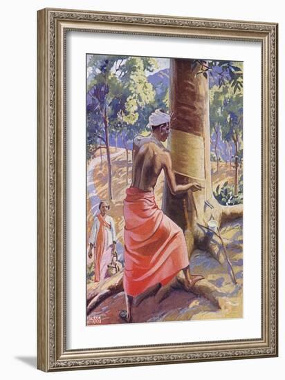 Tapping a Rubber Tree-null-Framed Art Print