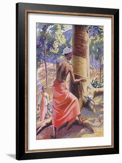 Tapping a Rubber Tree-null-Framed Art Print