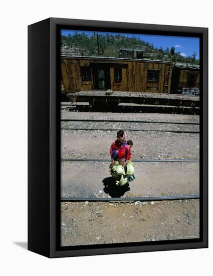 Tarahumara Indian Mother and Child, Copper Canyon Train, Mexico, North America-Oliviero Olivieri-Framed Premier Image Canvas