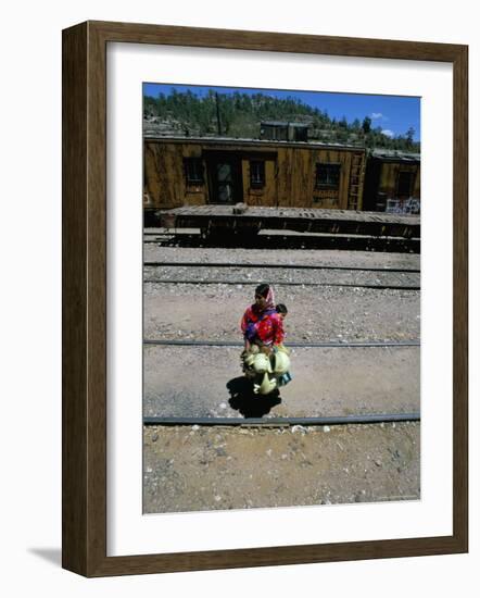 Tarahumara Indian Mother and Child, Copper Canyon Train, Mexico, North America-Oliviero Olivieri-Framed Photographic Print