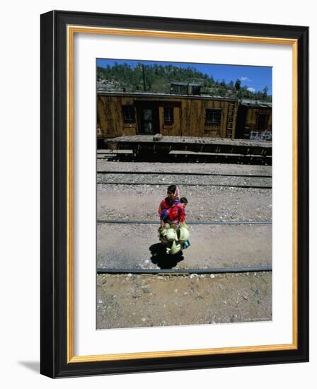 Tarahumara Indian Mother and Child, Copper Canyon Train, Mexico, North America-Oliviero Olivieri-Framed Photographic Print