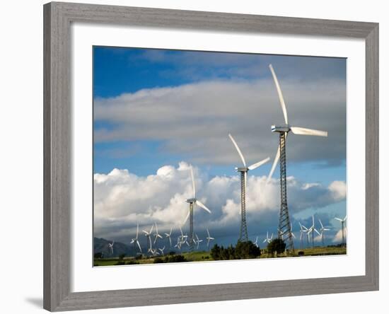 Tararua Wind Farm, Tararua Ranges, near Palmerston North, North Island, New Zealand-David Wall-Framed Photographic Print