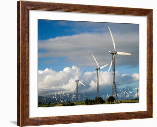 Tararua Wind Farm, Tararua Ranges, near Palmerston North, North Island, New Zealand-David Wall-Framed Photographic Print