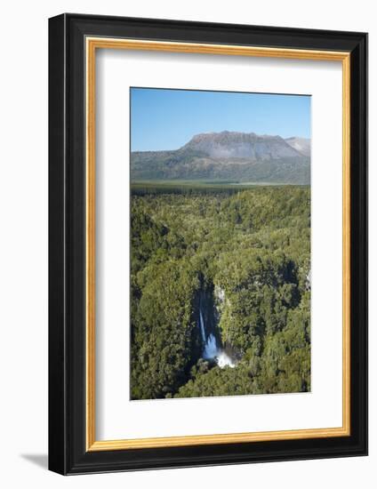 Tarawera Falls on Tarawera River, and Mount Tarawera Volcano, Rotorua, North Island, New Zealand-David Wall-Framed Photographic Print