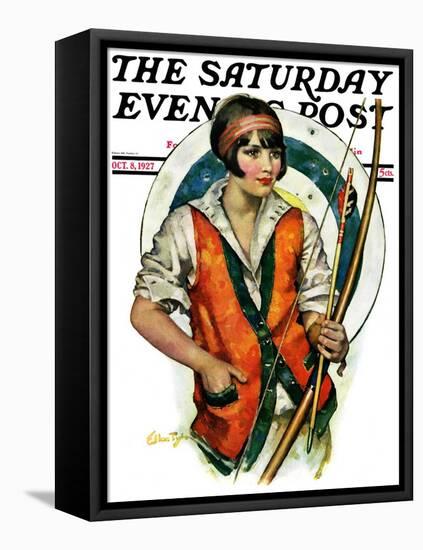 "Target Practice," Saturday Evening Post Cover, October 8, 1927-Ellen Pyle-Framed Premier Image Canvas