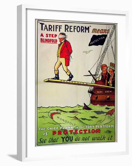 Tariff Reform Means a Step Blindfold', Poster Defending Free Trade Against Attack-null-Framed Giclee Print