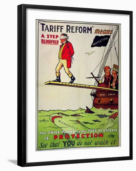 Tariff Reform Means a Step Blindfold', Poster Defending Free Trade Against Attack-null-Framed Giclee Print