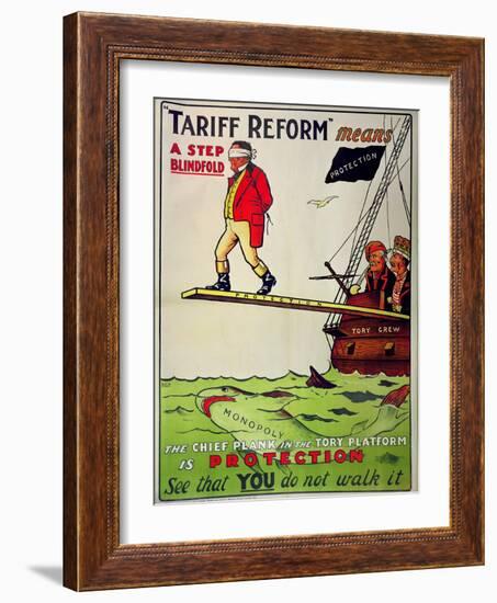 Tariff Reform Means a Step Blindfold', Poster Defending Free Trade Against Attack-null-Framed Giclee Print