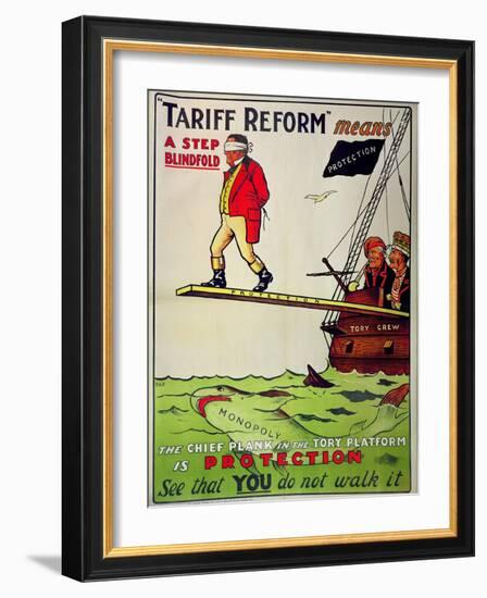 Tariff Reform Means a Step Blindfold', Poster Defending Free Trade Against Attack-null-Framed Giclee Print