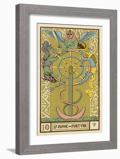 Tarot: 10 La Roue de Fortune, The Wheel of Fortune-Oswald Wirth-Framed Art Print