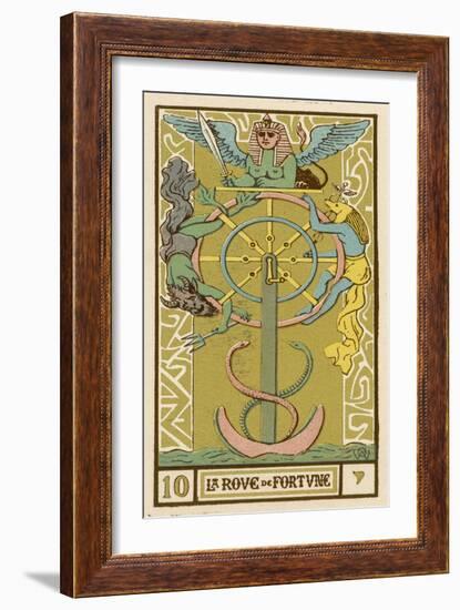 Tarot: 10 La Roue de Fortune, The Wheel of Fortune-Oswald Wirth-Framed Art Print