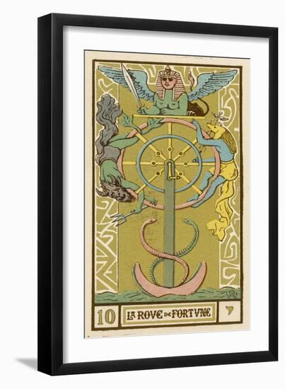 Tarot: 10 La Roue de Fortune, The Wheel of Fortune-Oswald Wirth-Framed Art Print