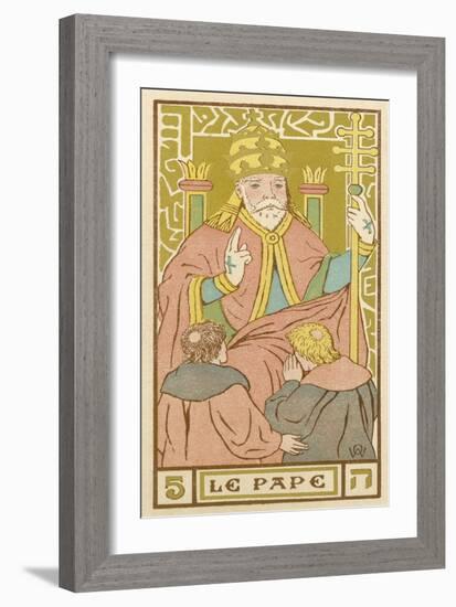 Tarot: 5 Le Pape, The Pope-Oswald Wirth-Framed Art Print