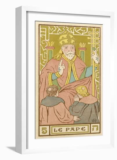 Tarot: 5 Le Pape, The Pope-Oswald Wirth-Framed Art Print