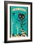 Tarot Card Cat: The Fool-Jazzberry Blue-Framed Art Print