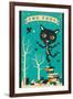 Tarot Card Cat: The Fool-Jazzberry Blue-Framed Art Print