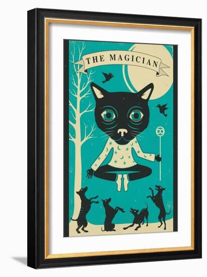 Tarot Card Cat: The Magician-Jazzberry Blue-Framed Art Print