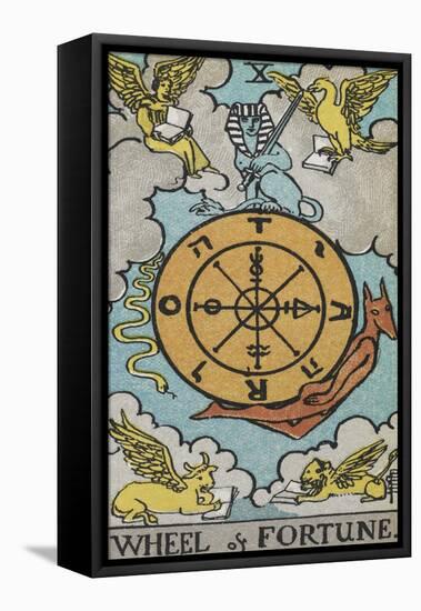 Tarot Card With a Central Wheel in the Clouds-Arthur Edward Waite-Framed Premier Image Canvas