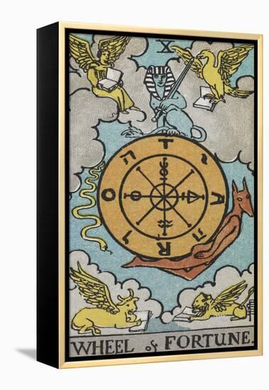 Tarot Card With a Central Wheel in the Clouds-Arthur Edward Waite-Framed Premier Image Canvas