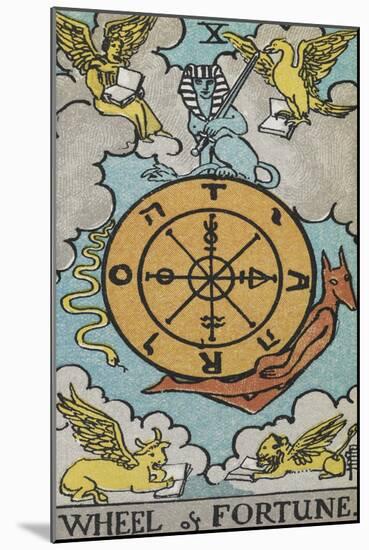 Tarot Card With a Central Wheel in the Clouds-Arthur Edward Waite-Mounted Giclee Print