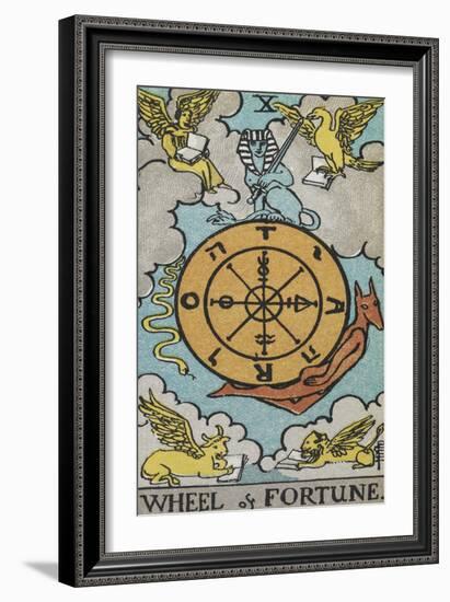 Tarot Card With a Central Wheel in the Clouds-Arthur Edward Waite-Framed Giclee Print