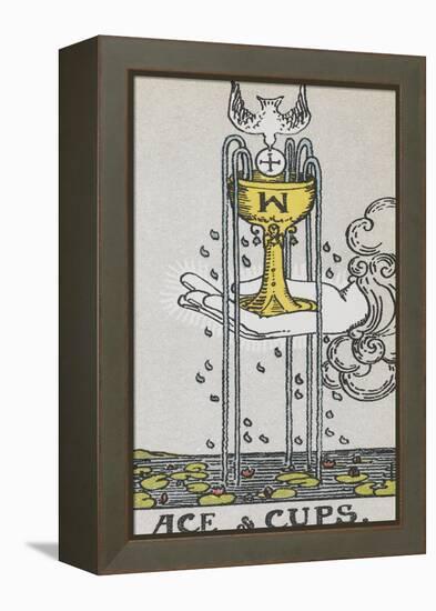 Tarot Card With a Hand Holding a Gold Cup Over a Pond. a White Bird Flies Into the Cup-Arthur Edward Waite-Framed Premier Image Canvas
