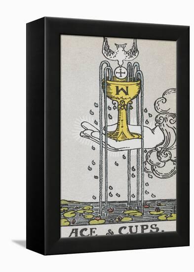 Tarot Card With a Hand Holding a Gold Cup Over a Pond. a White Bird Flies Into the Cup-Arthur Edward Waite-Framed Premier Image Canvas