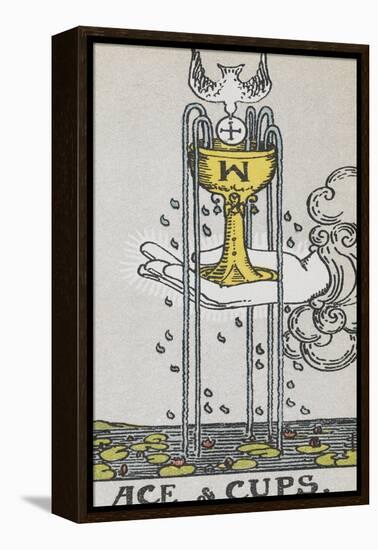 Tarot Card With a Hand Holding a Gold Cup Over a Pond. a White Bird Flies Into the Cup-Arthur Edward Waite-Framed Premier Image Canvas