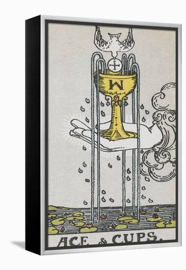 Tarot Card With a Hand Holding a Gold Cup Over a Pond. a White Bird Flies Into the Cup-Arthur Edward Waite-Framed Premier Image Canvas