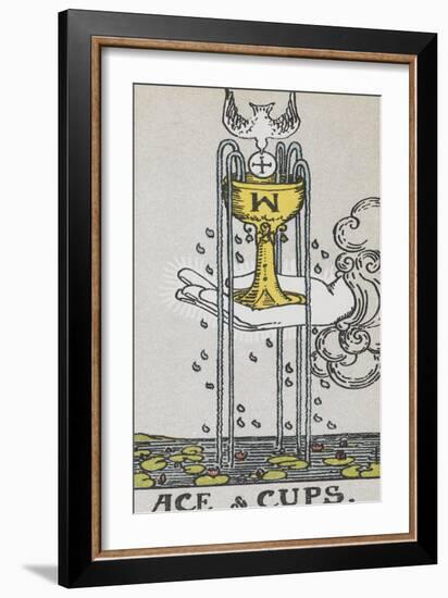 Tarot Card With a Hand Holding a Gold Cup Over a Pond. a White Bird Flies Into the Cup-Arthur Edward Waite-Framed Giclee Print