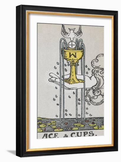 Tarot Card With a Hand Holding a Gold Cup Over a Pond. a White Bird Flies Into the Cup-Arthur Edward Waite-Framed Giclee Print