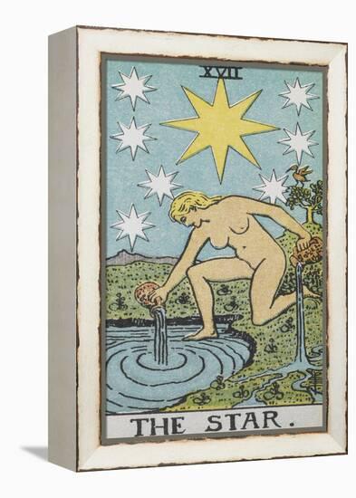 Tarot Card With a Nude Woman by a Lake With Vessels Of Water. Stars Shine Overhead-Arthur Edward Waite-Framed Premier Image Canvas